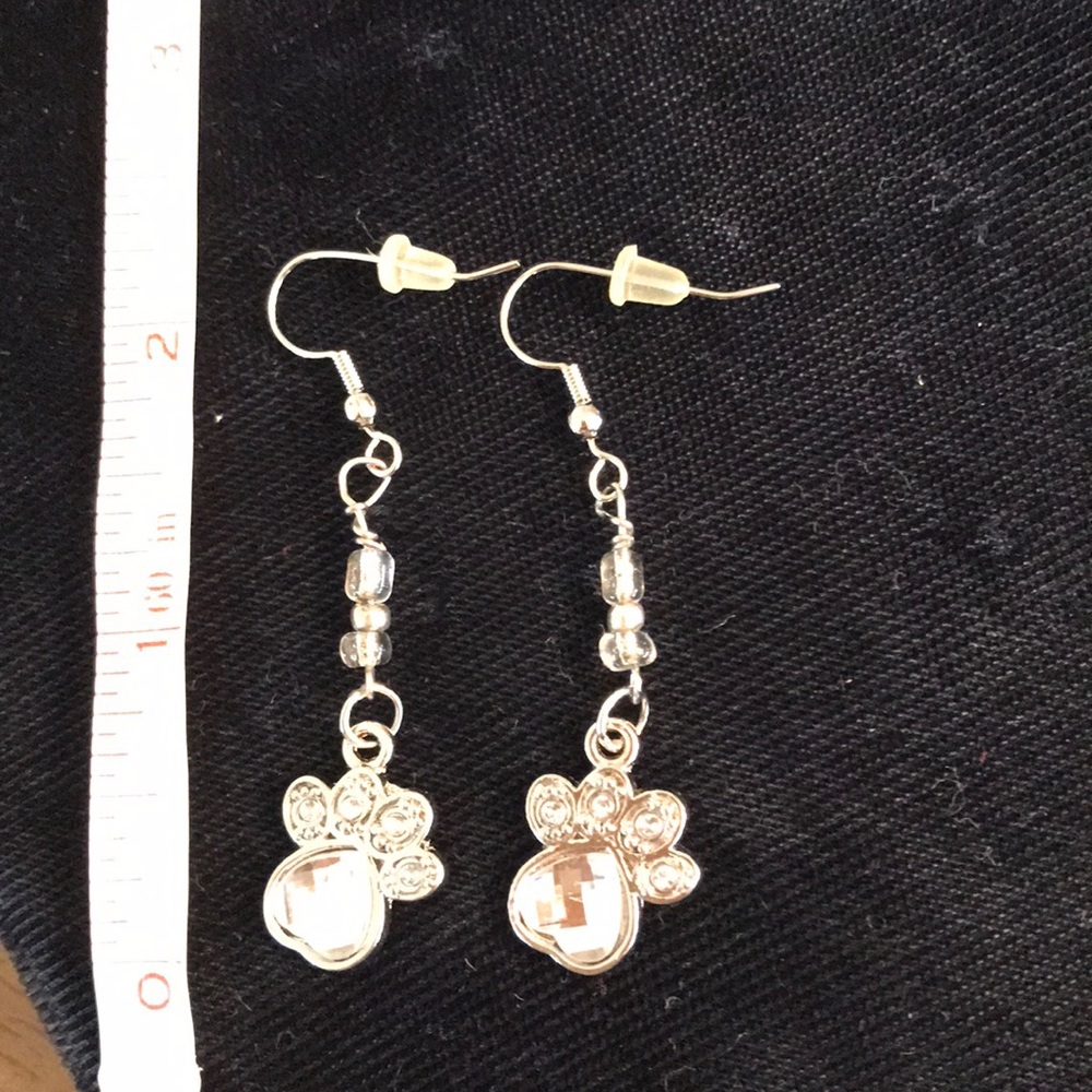 Silver color paw earrings